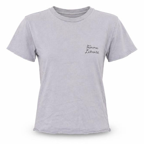 Topshop Petite Women's Grey Embroidered T-Shirt XS