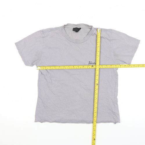 Topshop Petite Women's Grey Embroidered T-Shirt XS