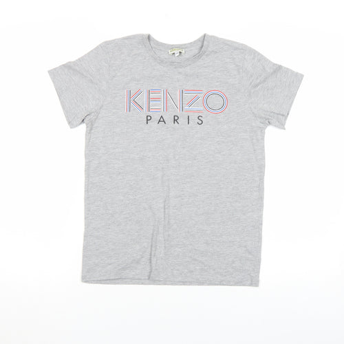 Kenzo Girls Grey Logo T-Shirt 12 Years Lightweight Cotton Top