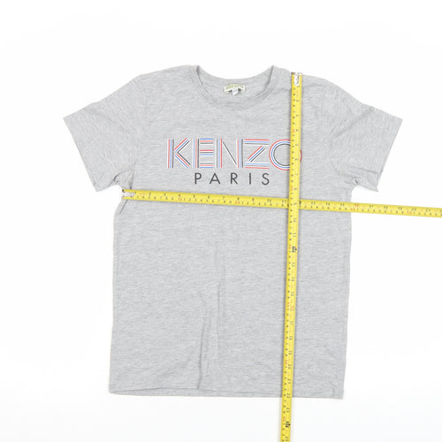Kenzo Girls Grey Logo T-Shirt 12 Years Lightweight Cotton Top