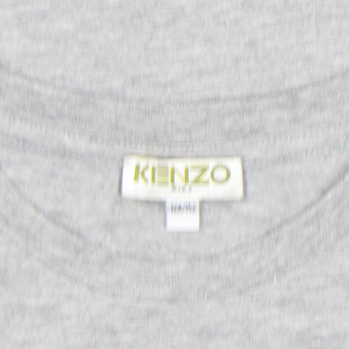 Kenzo Girls Grey Logo T-Shirt 12 Years Lightweight Cotton Top