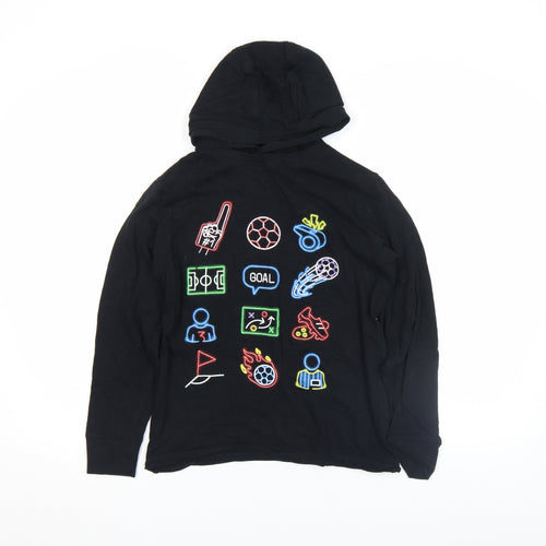 Next Boys Black Pullover Hoodie 11 Years Graphic Sports Design