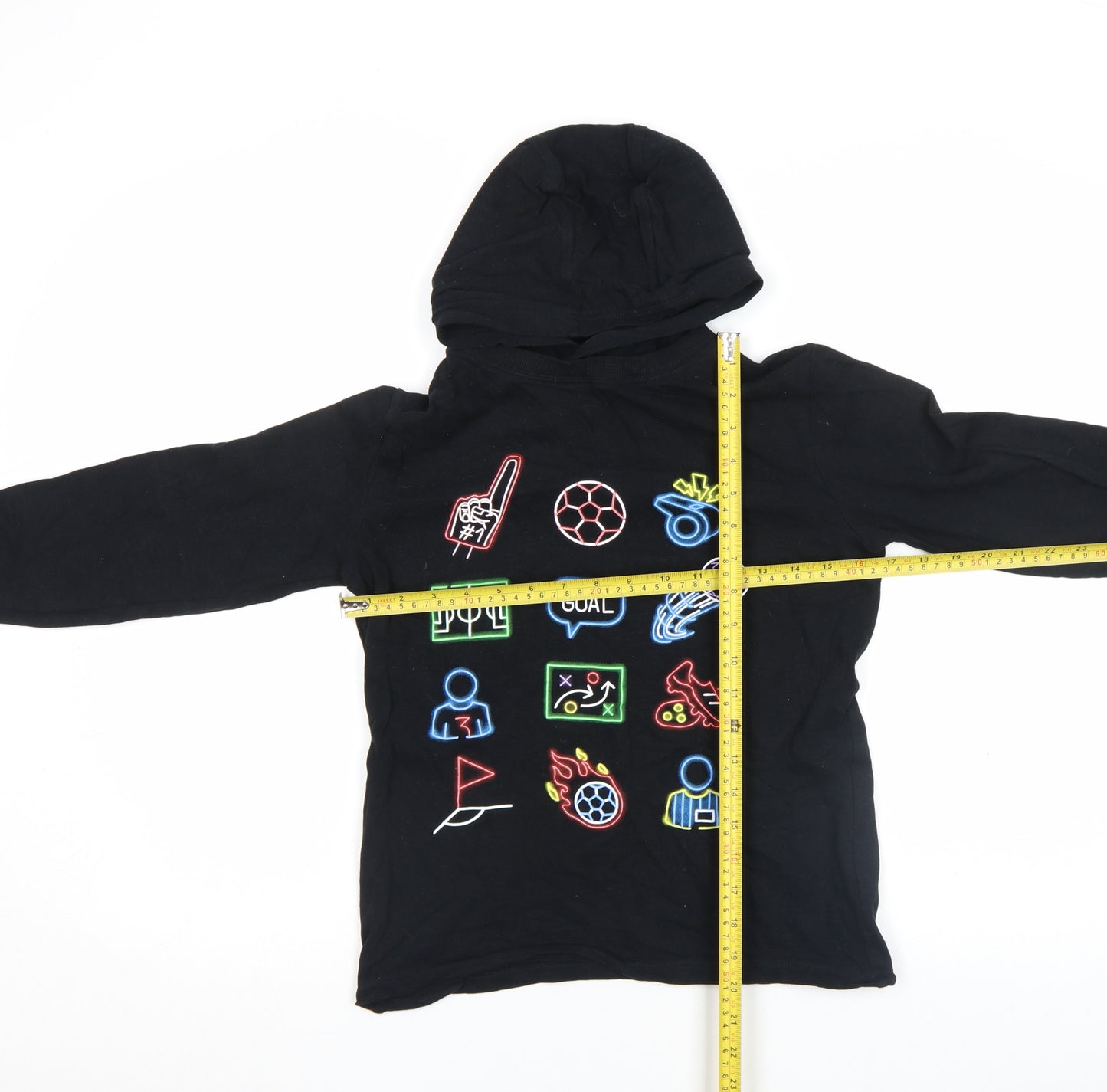 Next Boys Black Pullover Hoodie 11 Years Graphic Sports Design