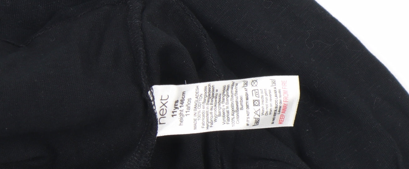 Next Boys Black Pullover Hoodie 11 Years Graphic Sports Design