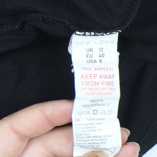 New Look Women's Black Graphic Paris Cotton T-Shirt Size 12