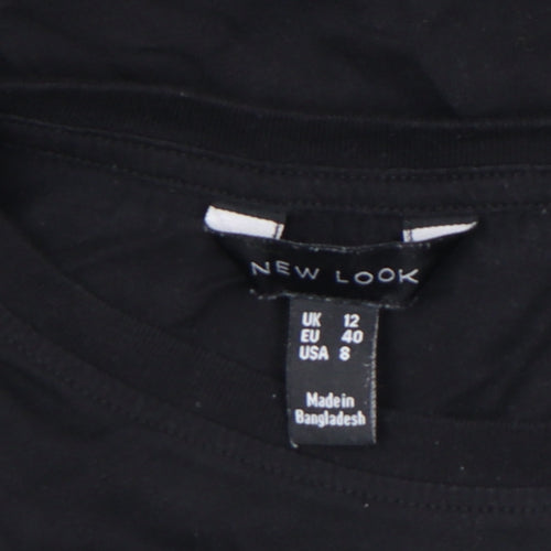 New Look Women's Black Graphic Paris Cotton T-Shirt Size 12