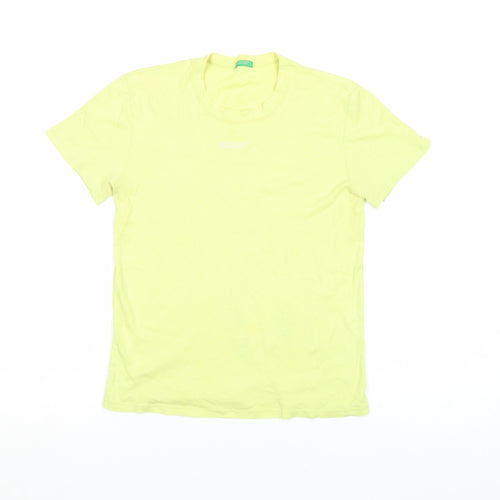 United Colors of Benetton Women's Yellow Cotton T-Shirt Size S