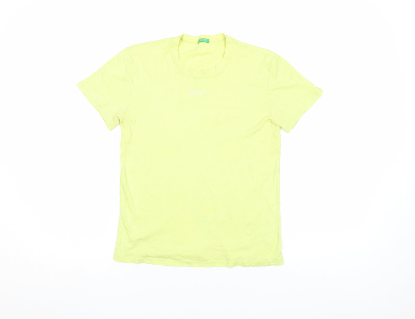 United Colors of Benetton Women's Yellow Cotton T-Shirt Size S