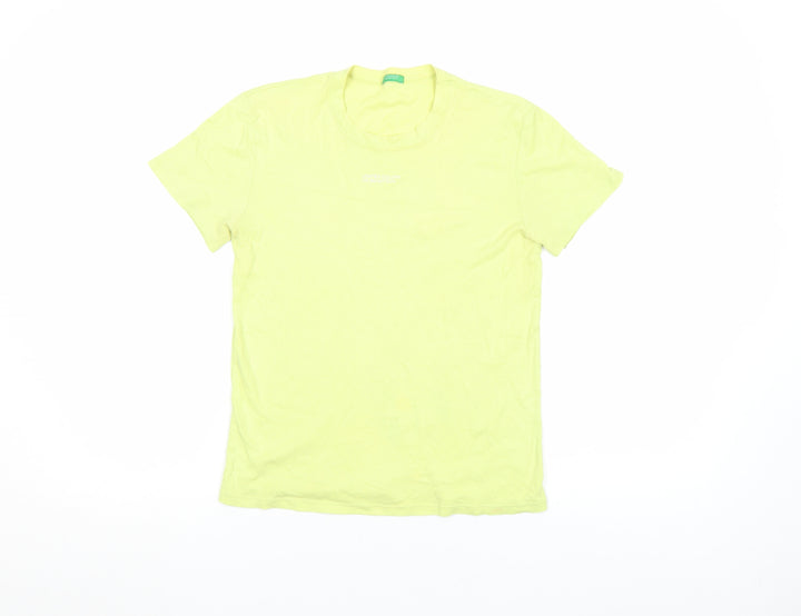United Colors of Benetton Women's Yellow Cotton T-Shirt Size S