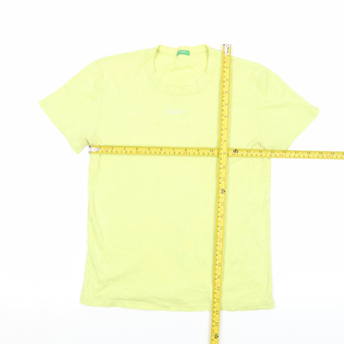 United Colors of Benetton Women's Yellow Cotton T-Shirt Size S