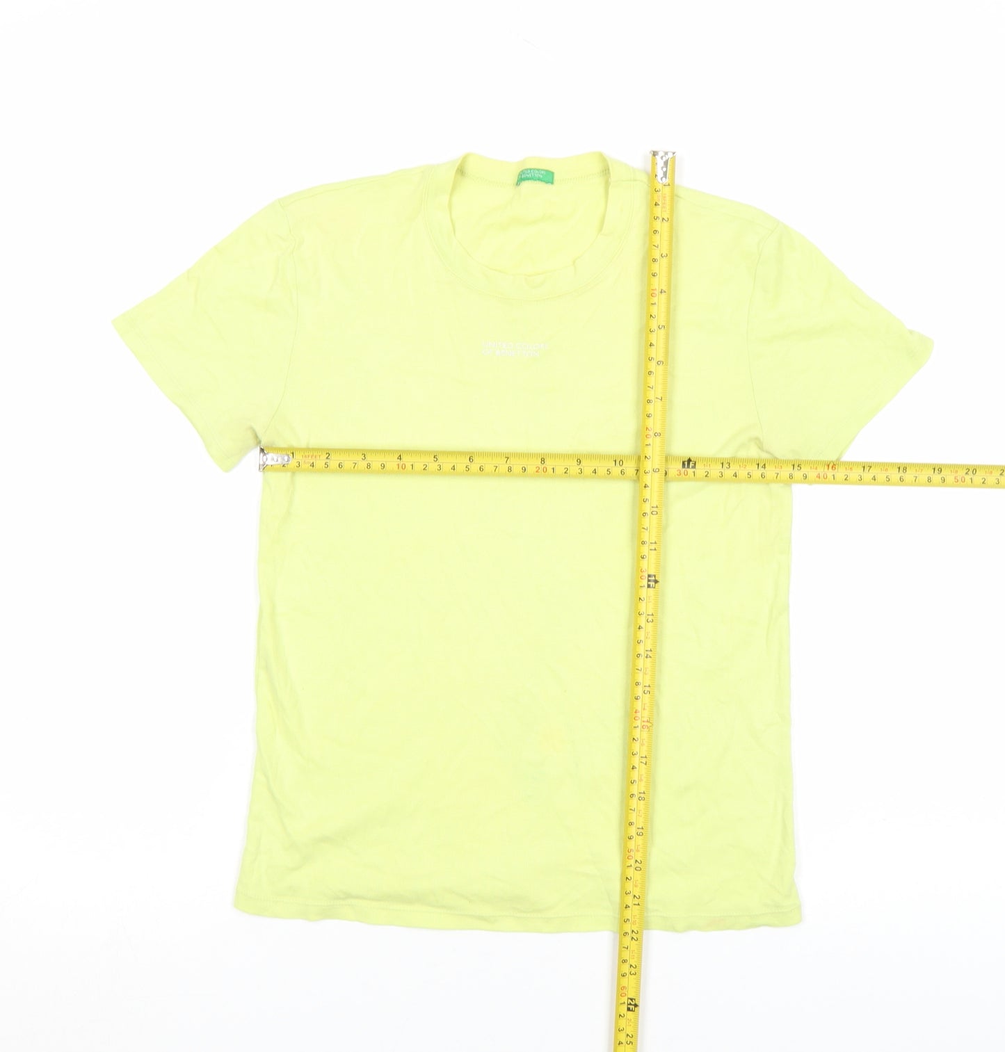 United Colors of Benetton Women's Yellow Cotton T-Shirt Size S