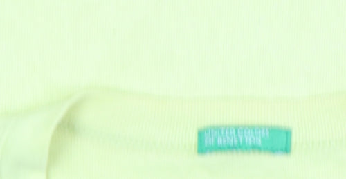 United Colors of Benetton Women's Yellow Cotton T-Shirt Size S