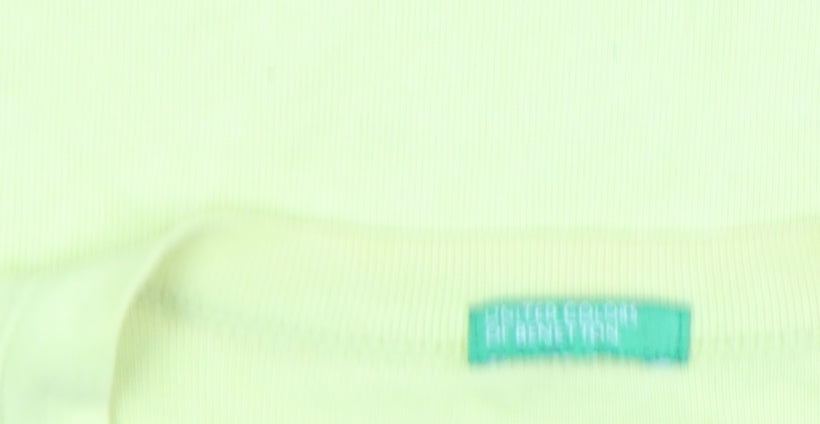 United Colors of Benetton Women's Yellow Cotton T-Shirt Size S