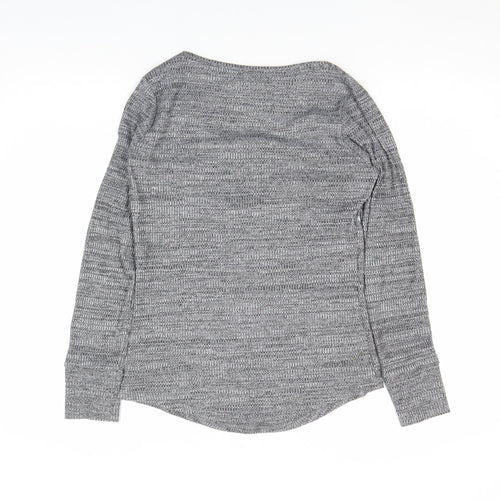 Next Women Grey Long Sleeve Jersey Button Henley Top Size 10