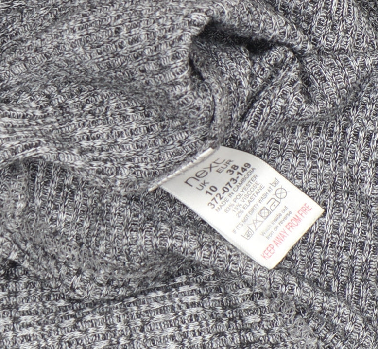 Next Women Grey Long Sleeve Jersey Button Henley Top Size 10