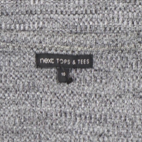 Next Women Grey Long Sleeve Jersey Button Henley Top Size 10
