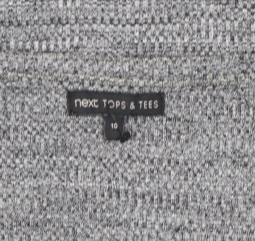 Next Women Grey Long Sleeve Jersey Button Henley Top Size 10