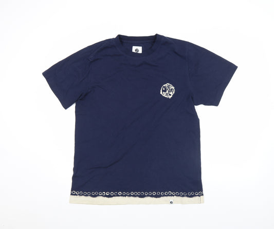 Pretty Green Unisex Blue Cotton Short Sleeve Crew Neck T-Shirt M
