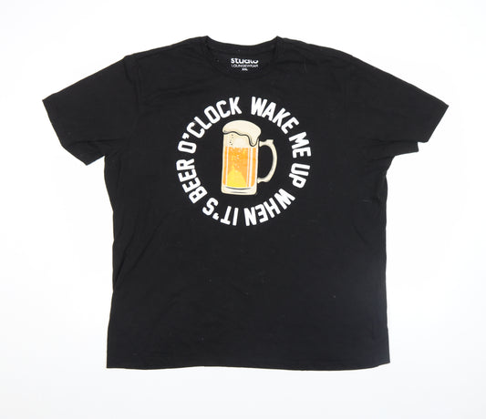 Studio Mens Black 2XL Beer Graphic Short Sleeve T-Shirt