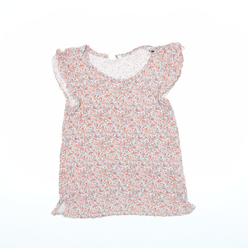 H&M Women's Multicoloured Floral Scoop Neck Short Sleeve Jersey Blouse Size S