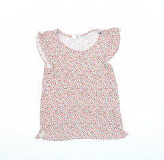 H&M Women's Multicoloured Floral Scoop Neck Short Sleeve Jersey Blouse Size S