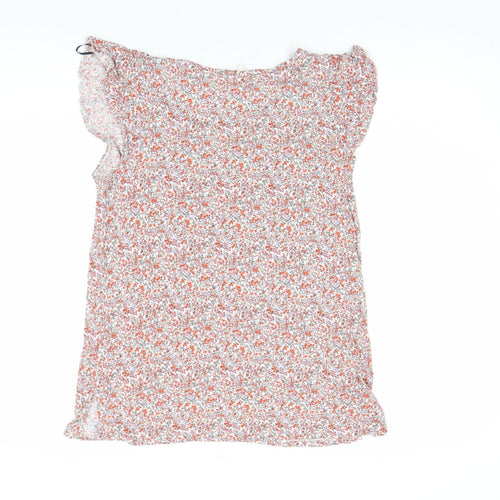 H&M Women's Multicoloured Floral Scoop Neck Short Sleeve Jersey Blouse Size S