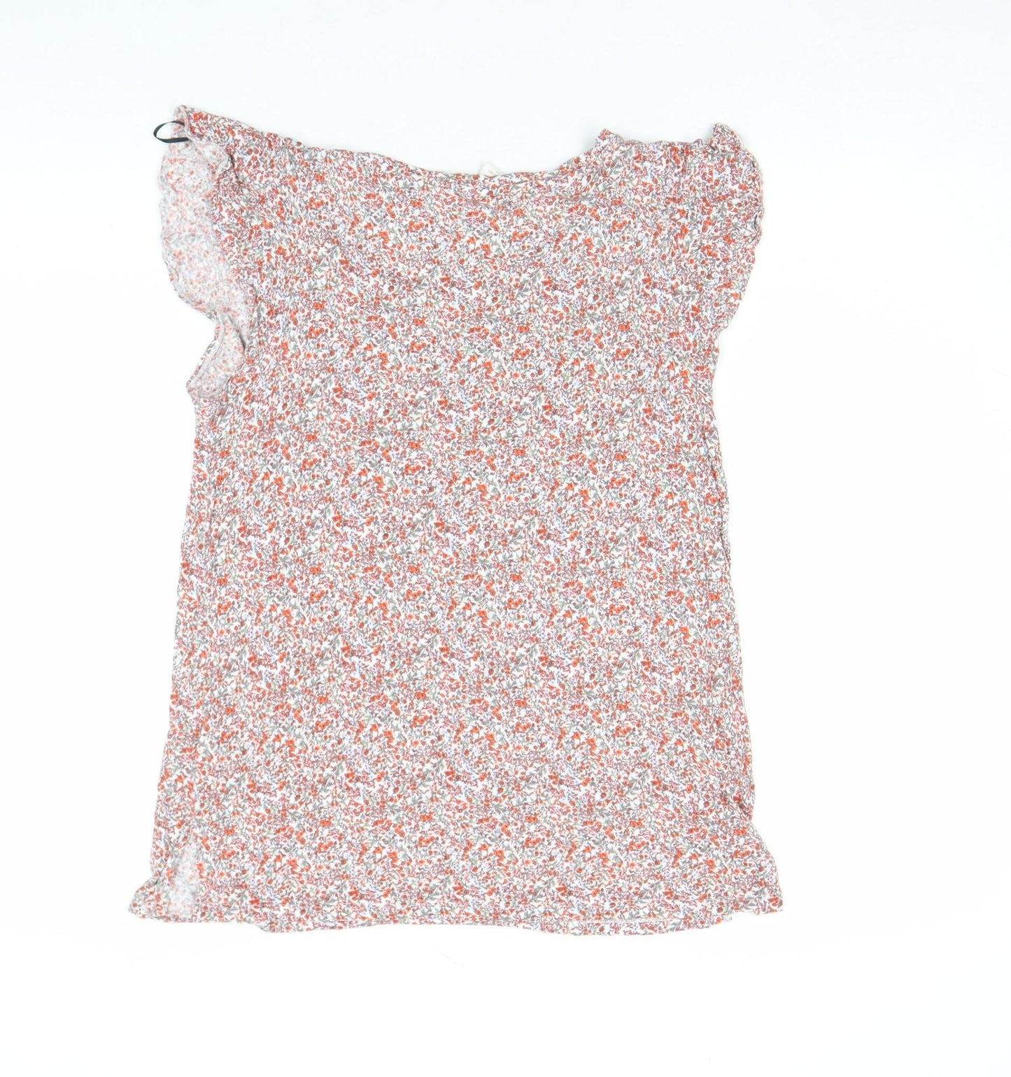 H&M Women's Multicoloured Floral Scoop Neck Short Sleeve Jersey Blouse Size S