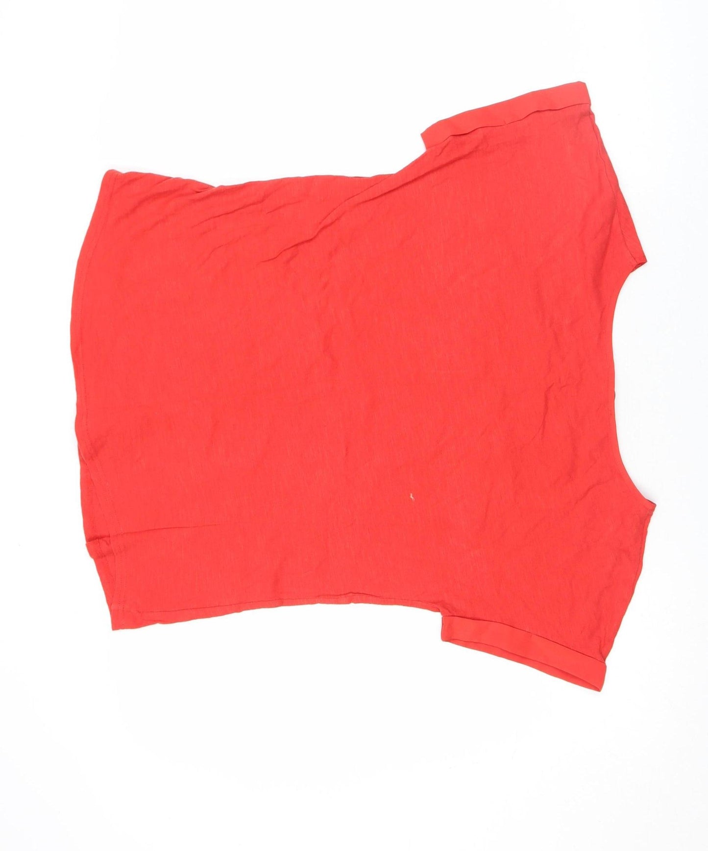 Oasis Women Red Basic Linen T-Shirt Medium Short Sleeve