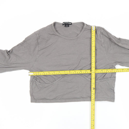 PrettyLittleThing Women’s Grey Cropped Long Sleeve Slim Fit Top UK 16