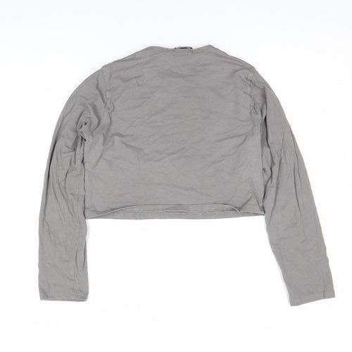 PrettyLittleThing Women’s Grey Cropped Long Sleeve Slim Fit Top UK 16