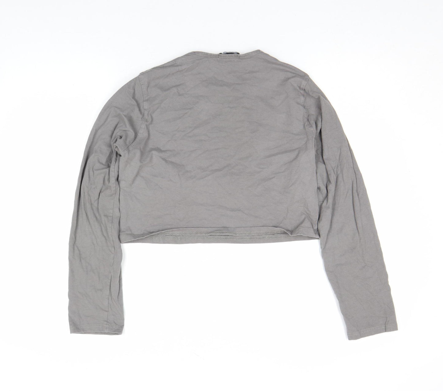 PrettyLittleThing Women’s Grey Cropped Long Sleeve Slim Fit Top UK 16