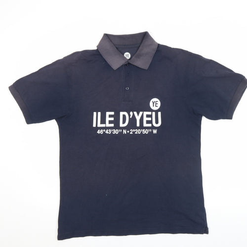 YE Collection Men's Black Cotton Polo Shirt M Regular Fit