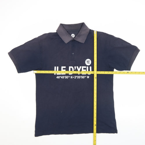 YE Collection Men's Black Cotton Polo Shirt M Regular Fit