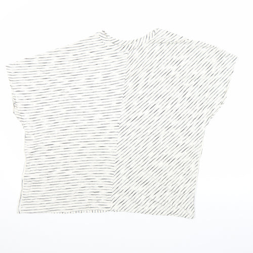 Tu Women’s White Striped Cotton Viscose T-Shirt Size 18