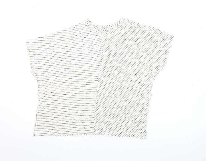 Tu Women’s White Striped Cotton Viscose T-Shirt Size 18