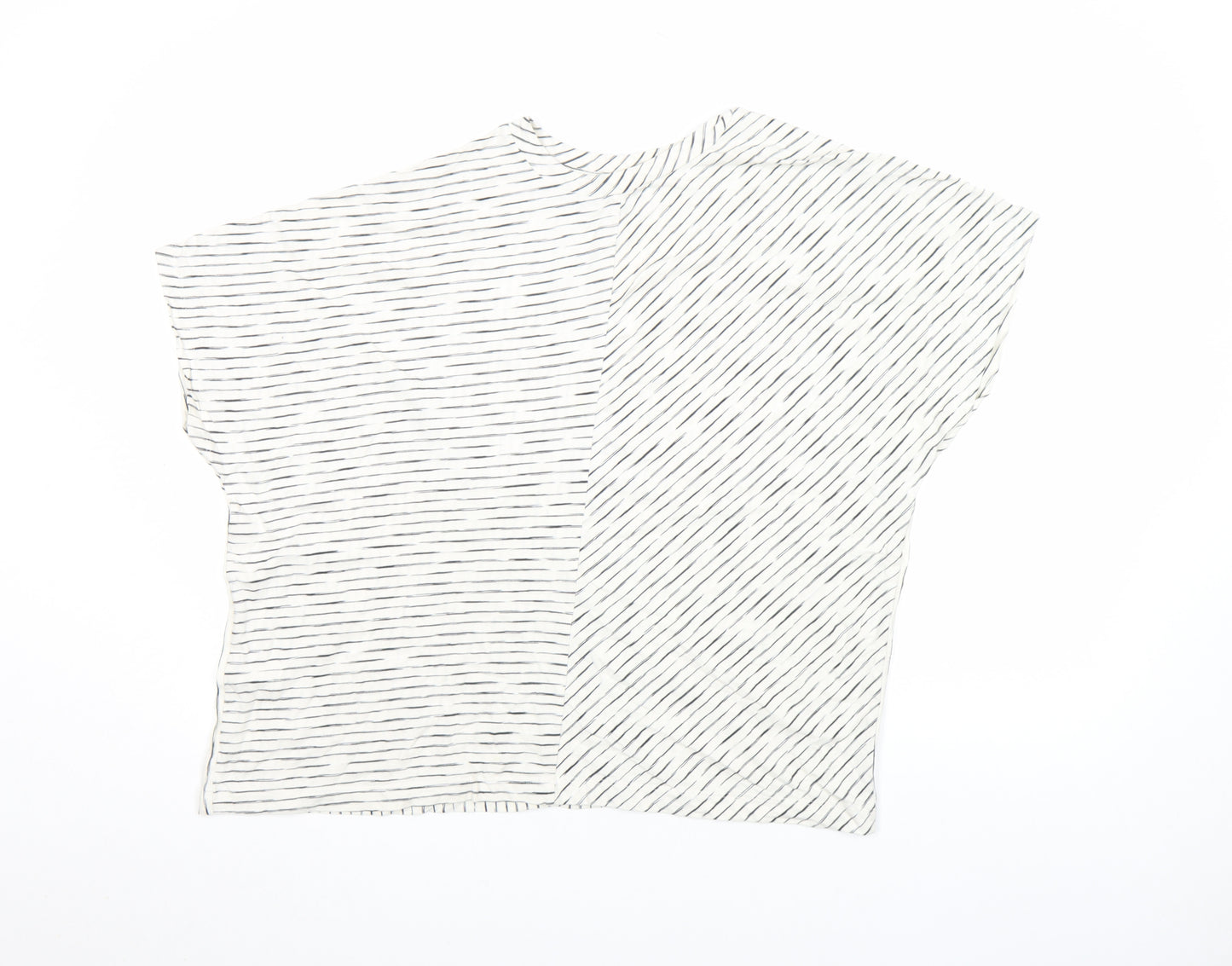 Tu Women’s White Striped Cotton Viscose T-Shirt Size 18