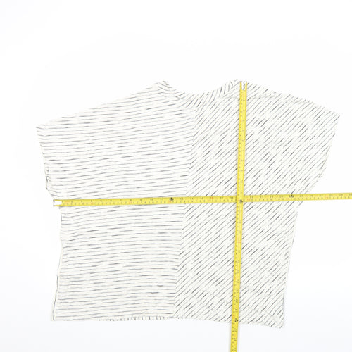 Tu Women’s White Striped Cotton Viscose T-Shirt Size 18