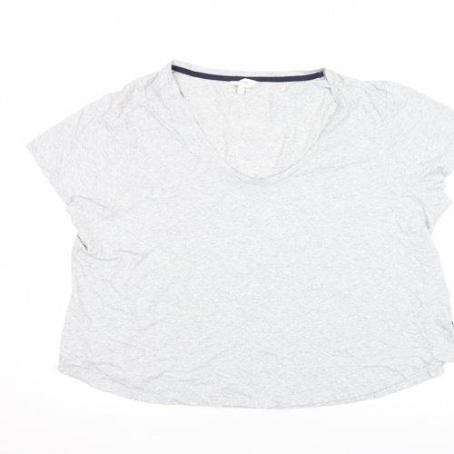 Marks and Spencer Per Una Women’s Grey Marl Cotton V-Neck T-Shirt Size 24