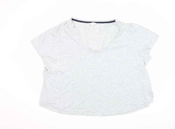 Marks and Spencer Per Una Women’s Grey Marl Cotton V-Neck T-Shirt Size 24