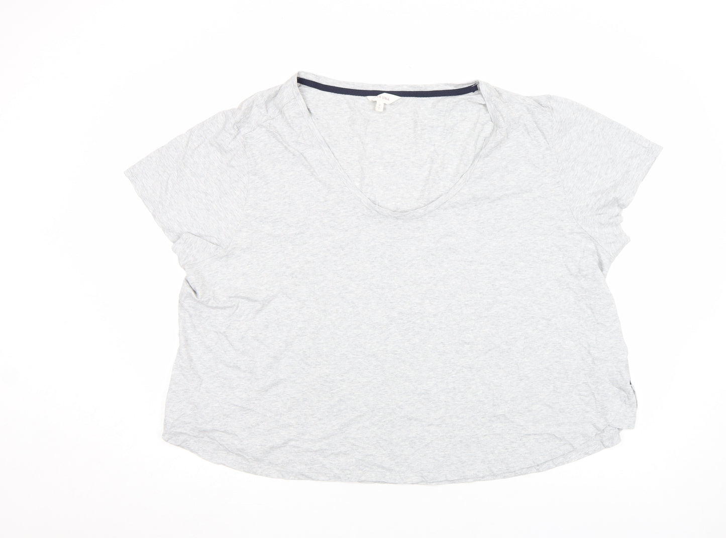 Marks and Spencer Per Una Women’s Grey Marl Cotton V-Neck T-Shirt Size 24