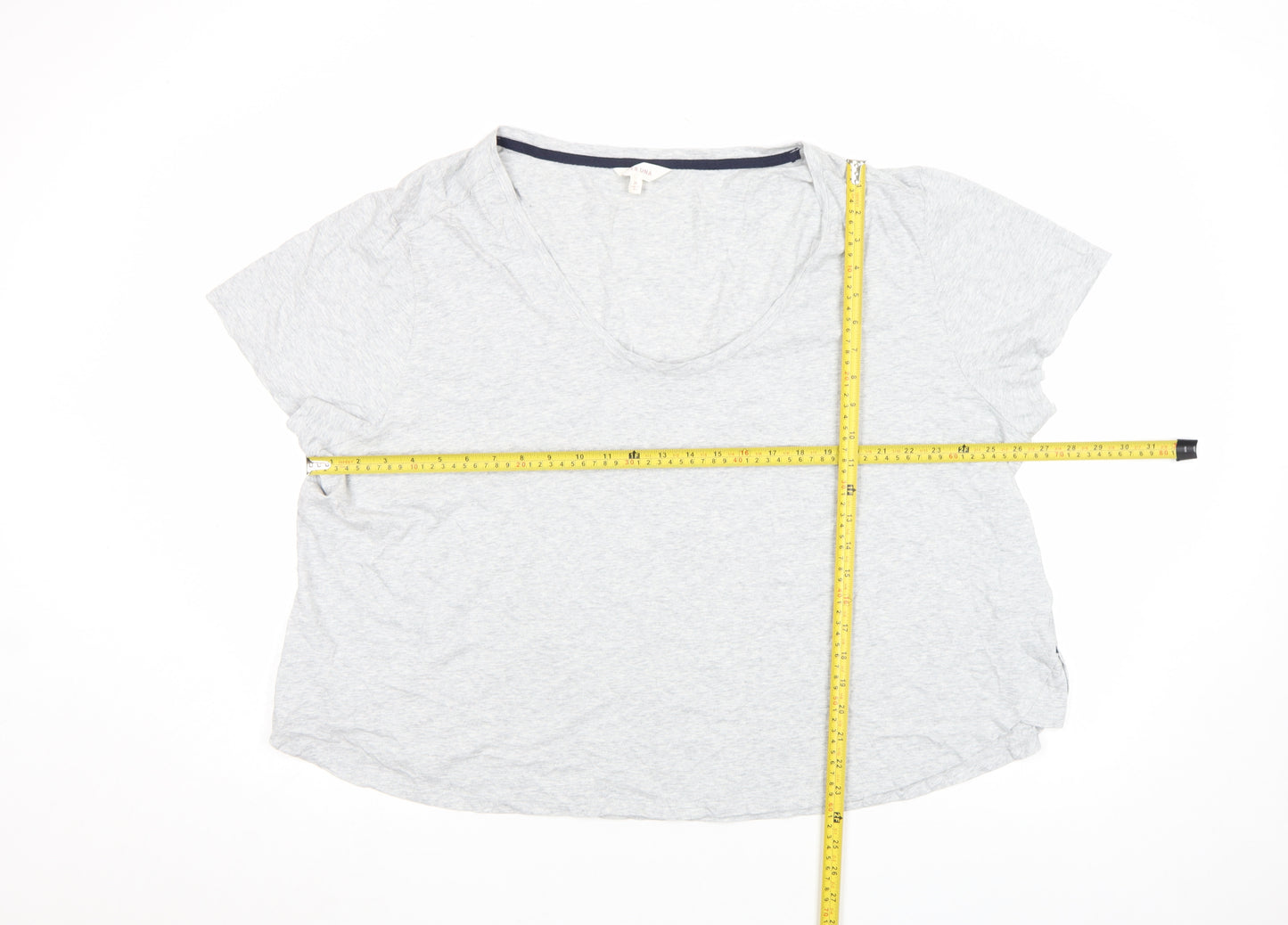 Marks and Spencer Per Una Women’s Grey Marl Cotton V-Neck T-Shirt Size 24