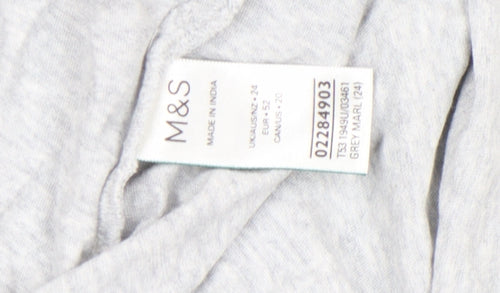 Marks and Spencer Per Una Women’s Grey Marl Cotton V-Neck T-Shirt Size 24