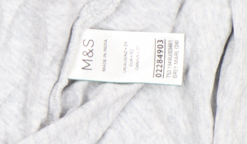 Marks and Spencer Per Una Women’s Grey Marl Cotton V-Neck T-Shirt Size 24