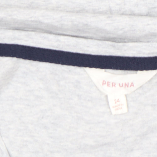 Marks and Spencer Per Una Women’s Grey Marl Cotton V-Neck T-Shirt Size 24