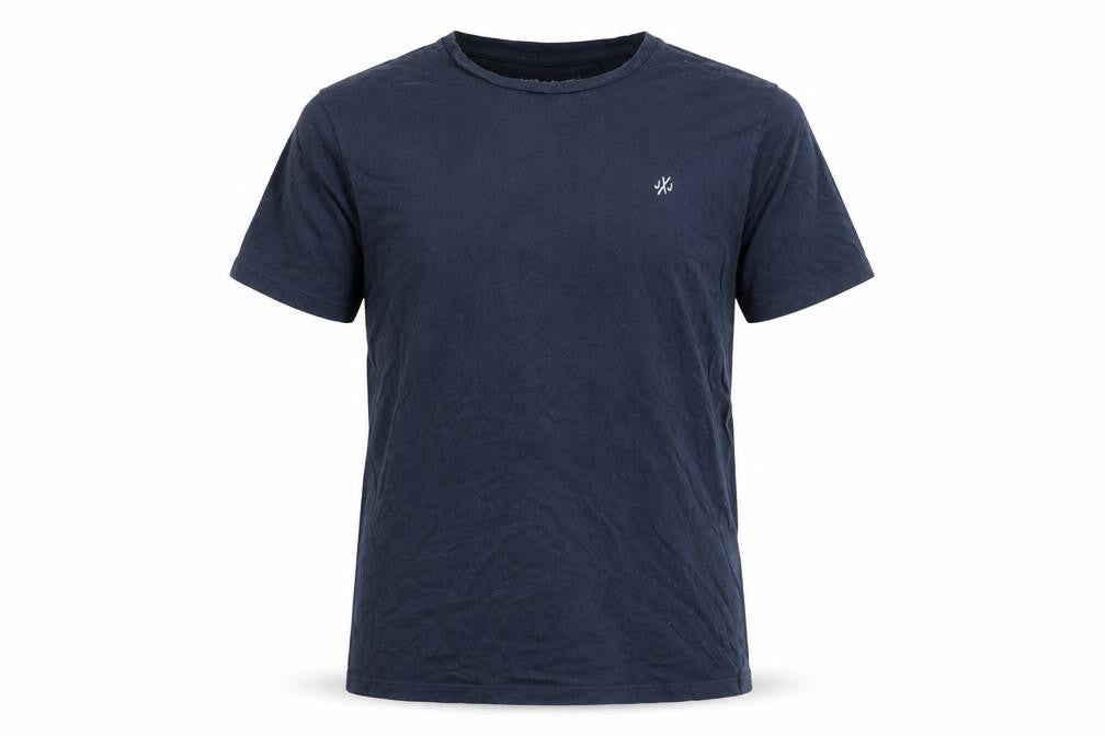 Jack & Jones Men's Blue Regular Fit Cotton Crew Neck T-Shirt Size M