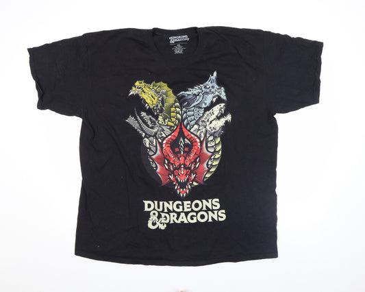 Dungeons & Dragons Mens Black 2XL Graphic Cotton T-Shirt