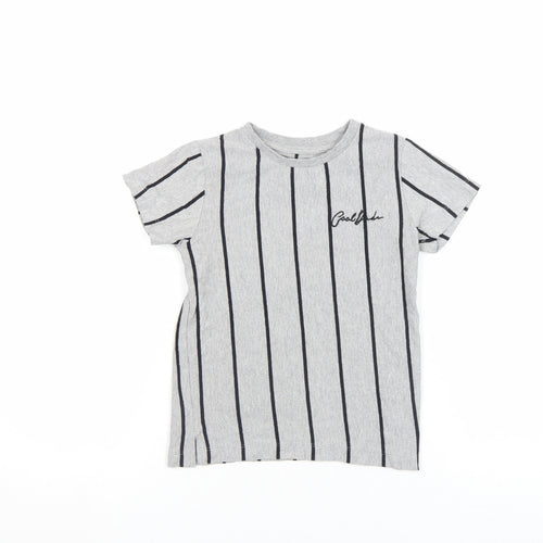 Next Boys Grey Striped Cotton Blend Short Sleeve T-Shirt 3-4 Years