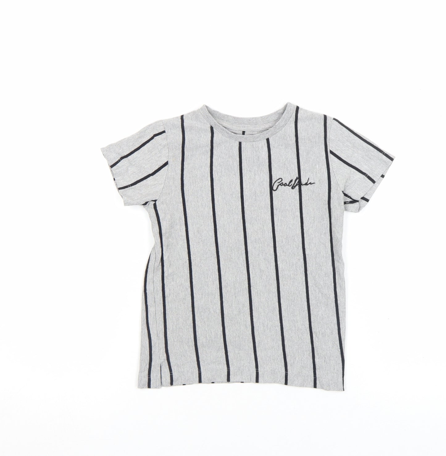 Next Boys Grey Striped Cotton Blend Short Sleeve T-Shirt 3-4 Years