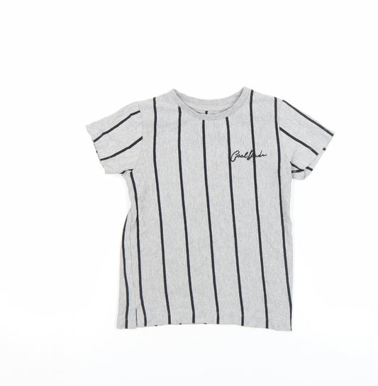 Next Boys Grey Striped Cotton Blend Short Sleeve T-Shirt 3-4 Years
