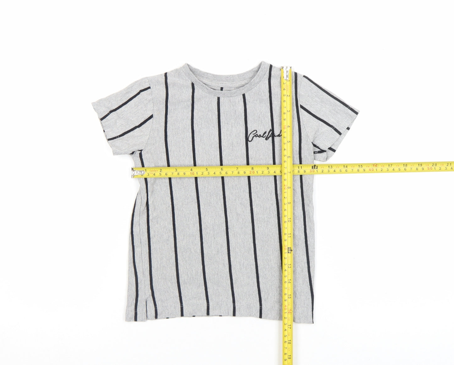 Next Boys Grey Striped Cotton Blend Short Sleeve T-Shirt 3-4 Years